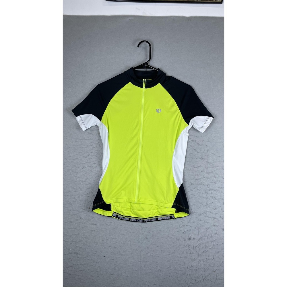 Pearl Izumi Cycling Jersey Womens Small Yellow Black Full Zip Short Sleeve Bike